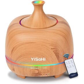 موزع روائح الزيوت العطرية بالتحكم عن بعد سعة 500 مل من YiSoHi مع 7 مصابيح LED ملونة وإيقاف تلقائي لغرفة النوم المنزلية ومكتب اليوغا in Kuwait