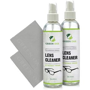 Lens Cleaner Spray Kit – Green Oak Professional Lens Cleaner Spray with Microfiber Cloths – Best for Eyeglasses, Cameras, and Lenses - Safely Cleans Fingerprints, Dust, Oil (8oz 2-Pack) in Kuwait
