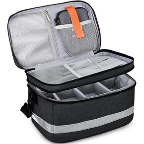 Medication Organizer Storage Bag,Portable Pill Bottle Organizer with Hand or One Shoulder,Travel Medicine Bag with Strap,Famliy First Aid Box for Medication(Black)