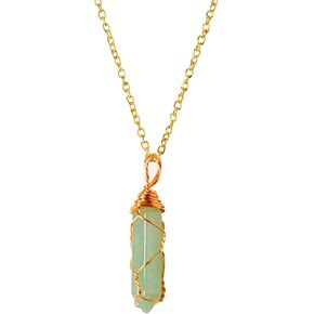 RJINGSHI Natural Double Pointed Crystal Necklace Handmade Woven Healing Crystal Bullet Pendant Polished Gemstone Reiki Energy Stone with Gift Box