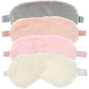 RAYNAG 4 Pack Plush Eye Mask Soft Sleeping Blindfold Eye Cover for Sleepover Gift Birthday Party Favors, Comfortable Silky Fabric on The Back, Cozy, Fluffy and Furry in Saudi Arabia