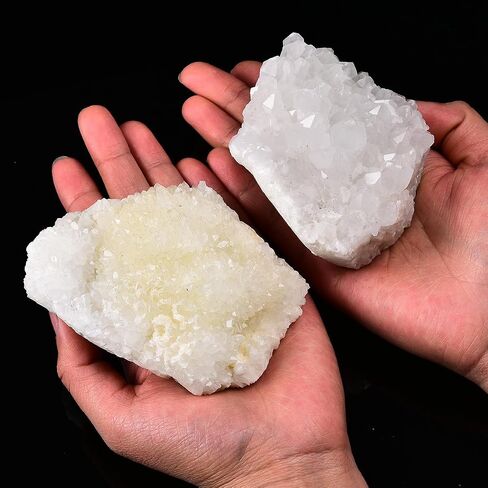 JIC جوهرة الطبيعية الأبيض الكوارتز عناقيد كريستالية الجيود Druzy أحجار استشفاء ديكور المنزل الأحجار الكريمة عينة كبيرة 1 قطعة 1.54-1.98 lb in Kuwait