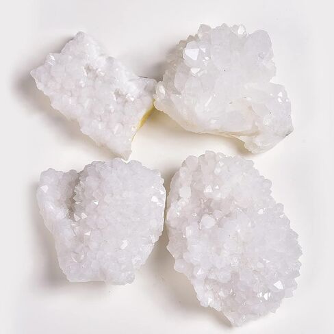 JIC جوهرة الطبيعية الأبيض الكوارتز عناقيد كريستالية الجيود Druzy أحجار استشفاء ديكور المنزل الأحجار الكريمة عينة كبيرة 1 قطعة 1.54-1.98 lb in Kuwait