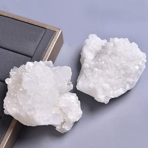 JIC جوهرة الطبيعية الأبيض الكوارتز عناقيد كريستالية الجيود Druzy أحجار استشفاء ديكور المنزل الأحجار الكريمة عينة كبيرة 1 قطعة 1.54-1.98 lb in Kuwait