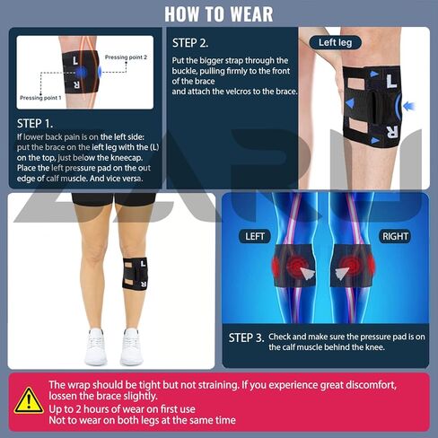 ZARU Premium Sciatica Pain Relief Brace [Upgraded Version] - Unisex Acupressure Brace with Dual Pressure Pads Targeted Compression for Maximum Pain Relief for Sciatic Nerve Pain, Lower Back, & Hip in Kuwait