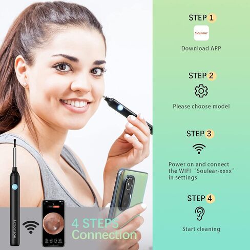 Earwax Removal Ear Wax Electric Tool Irrigation Kit Reusable Cleaning Washer Safe Otoscope with Light Rechargeable Flush for Adults Cleaner Camera Blue 7 pcs 19 Ounce in Saudi Arabia