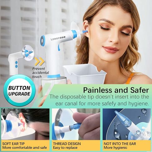 Earwax Removal Ear Wax Electric Tool Irrigation Kit Reusable Cleaning Washer Safe Otoscope with Light Rechargeable Flush for Adults Cleaner Camera Blue 7 pcs 19 Ounce in Saudi Arabia