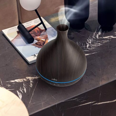 Essential Oil Diffuser,Anjou 500ml Cool Mist Humidifier,One Fill for 12hrs Consistent Scent & Aromatherapy, World's First Diffuser with Patented Oil Flow System for Home & Office,Wood Grain in Saudi Arabia
