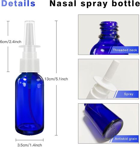 Nasal Spray Bottles 6Pcs1oz (30ml) with 2*Funnel,1*Dropper, 8*Label,Empty Nasal Spray Bottle,Amber Glass Nasal Spray Bottle,Press Spray Head Refillable Portable Fine Mist Nasal Spray Bottle in Kuwait