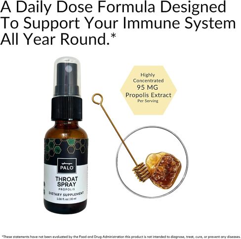 PALO Propolis Throat Spray Bee Brazilian Green Propolis Extract, Natural Immune Support & Sore Throat Relief - Antioxidants, Keto, Paleo, Gluten-Free (1.06 oz | 30 ml) (Extra Strenght) in Saudi Arabia