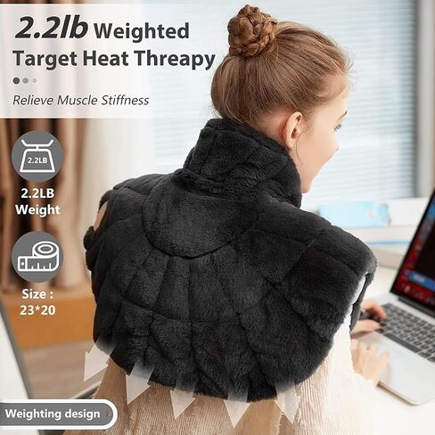 UTK Weighted Heating Pad for Neck and Shoulders,24"x 20" Extra Large Heated Neck Shoulder Wrap, Electric Neck and Shoulder Heat Pad with Auto Shut Off, 6 Heat Settings,Tourmaline Beads in Saudi Arabia