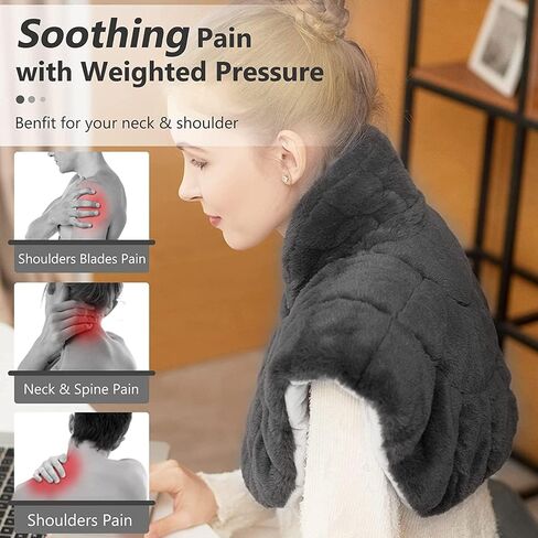 UTK Weighted Heating Pad for Neck and Shoulders,24"x 20" Extra Large Heated Neck Shoulder Wrap, Electric Neck and Shoulder Heat Pad with Auto Shut Off, 6 Heat Settings,Tourmaline Beads in Saudi Arabia