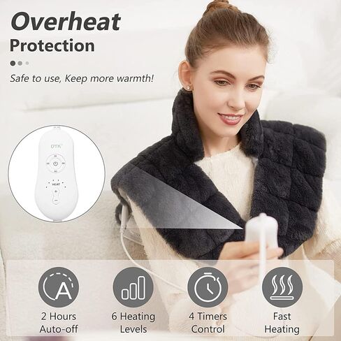 UTK Weighted Heating Pad for Neck and Shoulders,24"x 20" Extra Large Heated Neck Shoulder Wrap, Electric Neck and Shoulder Heat Pad with Auto Shut Off, 6 Heat Settings,Tourmaline Beads in Saudi Arabia