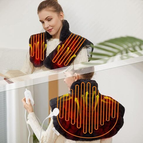 UTK Weighted Heating Pad for Neck and Shoulders,24"x 20" Extra Large Heated Neck Shoulder Wrap, Electric Neck and Shoulder Heat Pad with Auto Shut Off, 6 Heat Settings,Tourmaline Beads in Saudi Arabia