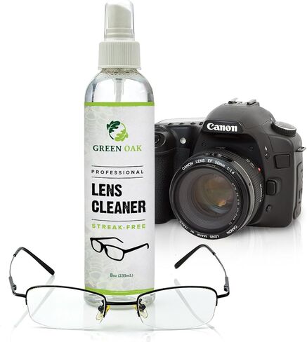 Lens Cleaner Spray Kit – Green Oak Professional Lens Cleaner Spray with Microfiber Cloths – Best for Eyeglasses, Cameras, and Lenses - Safely Cleans Fingerprints, Dust, Oil (8oz 2-Pack) in Kuwait