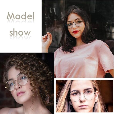 RANHUU نظارات كمبيوتر بإطار معدني دائري مانع للضوء باللون الأزرق بنمط جون لينون (إطار ذهبي/عدسة شفافة، 48) in Kuwait