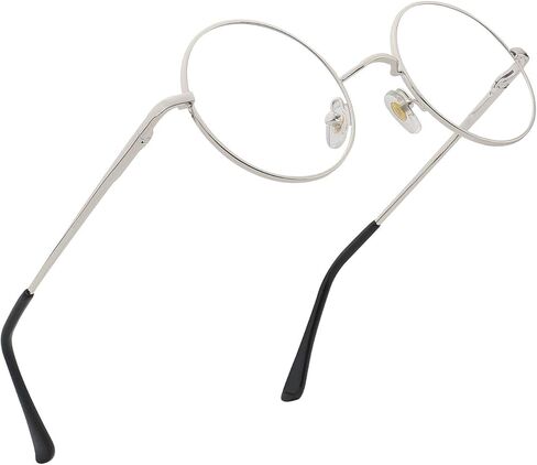 RANHUU نظارات كمبيوتر بإطار معدني دائري مانع للضوء باللون الأزرق بنمط جون لينون (إطار ذهبي/عدسة شفافة، 48) in Kuwait