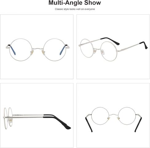 RANHUU نظارات كمبيوتر بإطار معدني دائري مانع للضوء باللون الأزرق بنمط جون لينون (إطار ذهبي/عدسة شفافة، 48) in Kuwait