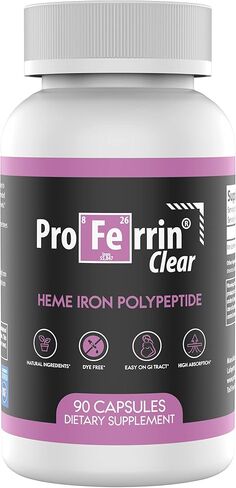 Proferrin Clear 30ct | US Made heme Iron for high Absorption, Easy on GI Tract | Natural, NSF Certified, dye Free in Saudi Arabia