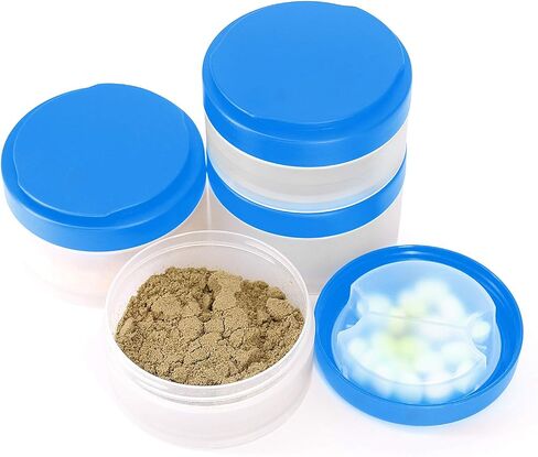 2pc Protein Jars with Pill Tray, Replacement Storage Container for 16oz Shaker Bottle with Twist & Lock on System. Perfect for Powders, Supplements in Sports Activities in Kuwait