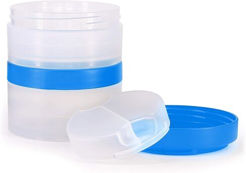 2pc Protein Jars with Pill Tray, Replacement Storage Container for 16oz Shaker Bottle with Twist & Lock on System. Perfect for Powders, Supplements in Sports Activities in Kuwait