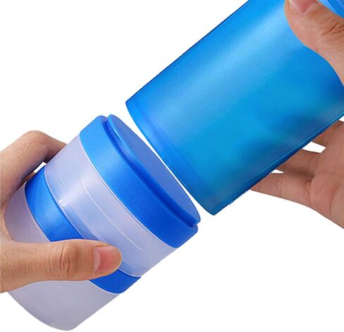 2pc Protein Jars with Pill Tray, Replacement Storage Container for 16oz Shaker Bottle with Twist & Lock on System. Perfect for Powders, Supplements in Sports Activities in Kuwait