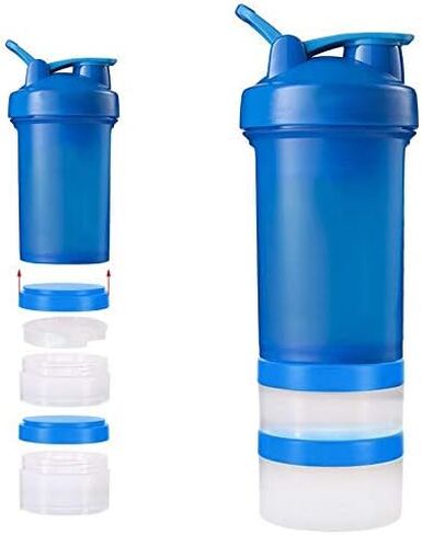 2pc Protein Jars with Pill Tray, Replacement Storage Container for 16oz Shaker Bottle with Twist & Lock on System. Perfect for Powders, Supplements in Sports Activities in Kuwait