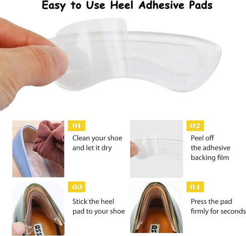 Heel Grips,Gel Heel Liners for Women Men, Heel Pads Cushion Inserts, Slippage Grips for Loose Shoes, Anti-Blister, Clear (5 Pairs) in Saudi Arabia