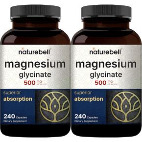 2 Pack Magnesium Glycinate 500mg, 480 Capsules – 100% Chelated for Max Absorption – Bioavailable Mineral Supplement for Muscle, Joint, Enzyme, & Heart Health