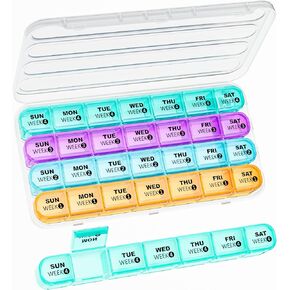 منظم حبوب الدواء الشهري مرة واحدة في اليوم، منظم حبوب الدواء الاسبوعي دافيكي 4، صندوق حبوب الدواء الشهري مرة واحدة في اليوم، منظم حافظة حبوب الدواء المحمولة لمدة 28 يومًا، منظم ادوية للفيتامينات in Kuwait