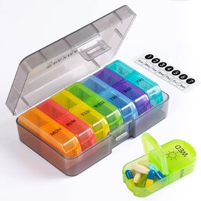 PAXMART Compact Weekly Pill Organizer 2 Times A Day AM PM (with 7 Individual Detachable Daily Pill Containers) for Medications, Vitamins, Supplements - Travel, Work or Home Use - Durable BPA-Free in Saudi Arabia