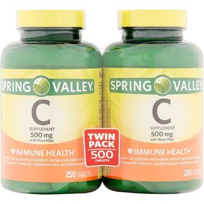 Spring Valley - Vitamin C 500 Milligram with Rose Hips, 500 Tablets
