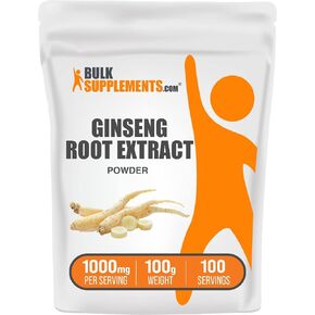 BulkSupplements.com Ginseng Root Extract Powder - Ginseng Supplement, Ginseng Herbal Supplements, Panax Ginseng - Vegan & Gluten Free, 1000mg per Serving, 500g (1.1 lbs) (Pack of 1) in Saudi Arabia