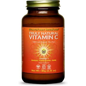 HEALTHFORCE SUPERFOODS Truly Natural Vitamin C - Immune Support Supplement with Camu Camu Berry - Vitamin C Supplement for Immune Health - Vegan, Non-GMO - 120 Vegan Caps, 15 Servings