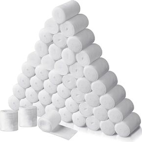 48 لفة بطانة مصبوبة مقاس 2 انش × 9 قدم، لفات شاش ناعمة جيدة التهوية، ضمادات شاش ملفوفة من الجص لمشروعات فن الجسم المصبوبة وصناعة الاقنعة in Kuwait