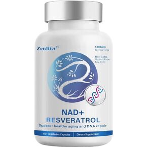 NAD+ 1000 مجم مكمل تعزيز ريسفيراترول - أكثر كفاءة من NMN - نيكوتيناميد ريبوسيد لاستقلاب الطاقة الخلوية وإصلاحها والحيوية والشيخوخة الصحية in Kuwait