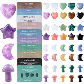 10 PCS Natural Crystals Shaped Healing Stones Crystal Palm 0.8 inch Natural Stones Polished Love Gemstones Pocket Set Bulk Balancing Meditation Mother's Day Gift