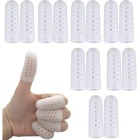 14 قطعة من واقيات أصابع السيليكون من كريس كيكومي، ضمادة أصابع - أغطية أصابع جديدة قابلة للتنفس مع فتحات لتشقق الأصابع، والأكزيما، وأصابع الزناد، والبثور، وإصبع القدم المكسور (أبيض) in Kuwait