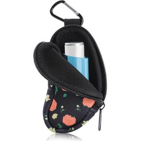 Asthma Inhaler Holder Protect Portable Bag Carrying Holder Neoprene Travel Inhaler Mini Bag for L-Shaped Inhaler, Inhaler Not Included (Black) in Saudi Arabia