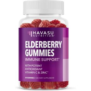 HAVASU NUTRITION Sambucus Elderberry Gummies for Adults | Month Supply Berry-Flavored Gummies