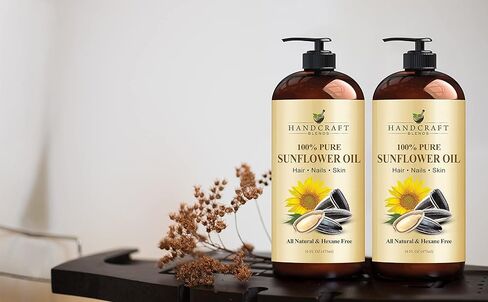 زيت عباد الشمس مصنوع يدويًا - نقي وطبيعي 100% - زيت ناقل مضغوط على البارد عالي الجودة للزيوت العطرية وزيت التدليك وترطيب البشرة والشعر - 16 أونصة سائلة. أوز in Kuwait