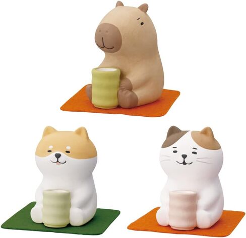 Stone Diffuser Tea-Drinking Animals [ Designed in Japan] Non Electric Passive Diffuser for Essential Oil and Aromatherapy (Ceramic/Clay) (3 Designs a Set) in Kuwait