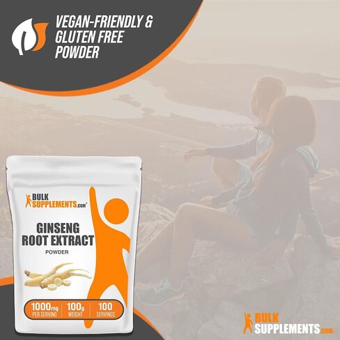 BULKSUPPLEMENTS.COM مسحوق مستخلص جذور الجينسنغ - مكمل الجينسنغ، مكملات الجينسنغ العشبية، باناكس الجينسنغ - نباتي وخالي من الغلوتين، 1000 ملغ من مستخلص الجينسنغ لكل وجبة، 100 جرام (3.5 أونصة) in Kuwait