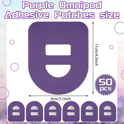 Nuanchu 50 قطعة لاصقة متوافقة مع Omnipod Shower مقاومة للماء مسبقة القطع مع حزام مسبق القطع وشريط مقاوم للعرق وحماية مستمرة لمراقبة الجلوكوز (ملونة) in Kuwait