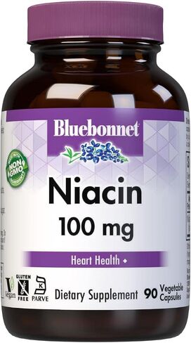 BlueBonnet Niacin 100 mg Vegetable Capsules, 90 Count ('743715004597) in Saudi Arabia