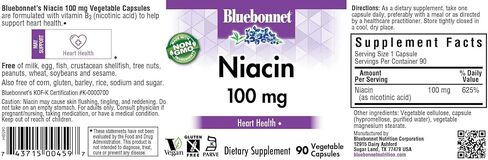 BlueBonnet Niacin 100 mg Vegetable Capsules, 90 Count ('743715004597) in Saudi Arabia