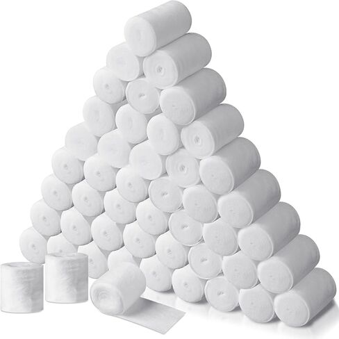 48 لفة بطانة مصبوبة مقاس 2 انش × 9 قدم، لفات شاش ناعمة جيدة التهوية، ضمادات شاش ملفوفة من الجص لمشروعات فن الجسم المصبوبة وصناعة الاقنعة in Kuwait