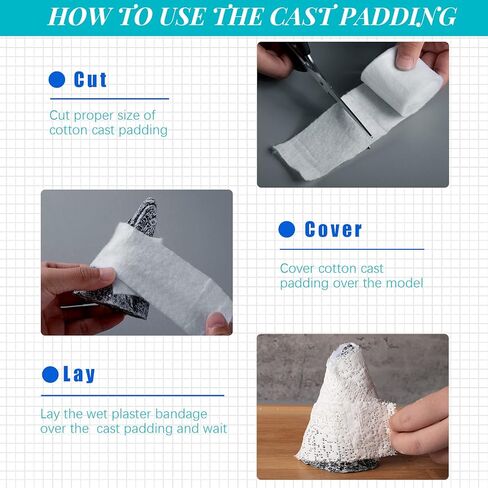 48 لفة بطانة مصبوبة مقاس 2 انش × 9 قدم، لفات شاش ناعمة جيدة التهوية، ضمادات شاش ملفوفة من الجص لمشروعات فن الجسم المصبوبة وصناعة الاقنعة in Kuwait