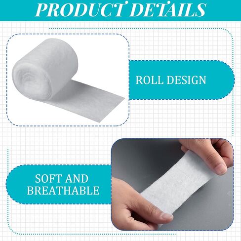 48 لفة بطانة مصبوبة مقاس 2 انش × 9 قدم، لفات شاش ناعمة جيدة التهوية، ضمادات شاش ملفوفة من الجص لمشروعات فن الجسم المصبوبة وصناعة الاقنعة in Kuwait
