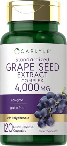 Carlyle Grape Seed Extract 4,000mg | 120 Quick Release Capsules | Standardized Extract Complex with Polyphenols | Non-GMO, Gluten Free Supplement in Saudi Arabia